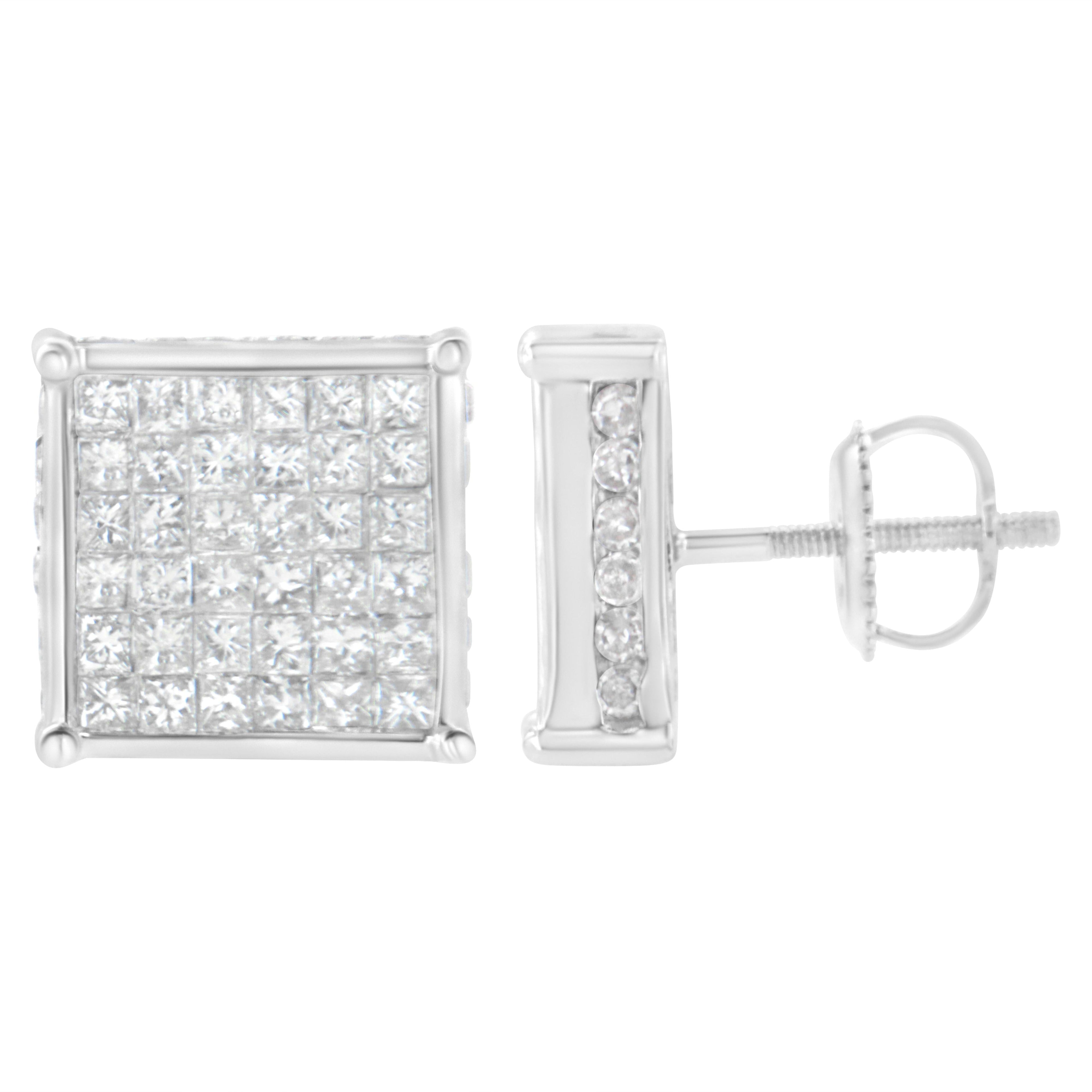 10K White Gold 2ct TDW Princess-Cut Composite Diamond Stud Earrings (I-J ,I2-I3)