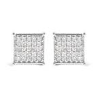 10K White Gold 3/4 Cttw Princess Diamond Composite Stud Earrings (I-J Color, I1-I2 Clarity)