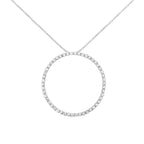 .925 Sterling Silver 4 cttw Prong Set, Round-Cut Diamond Open Circle Hoop 18" Pendant Necklace (J-K Color, I1-I2 Clarity)