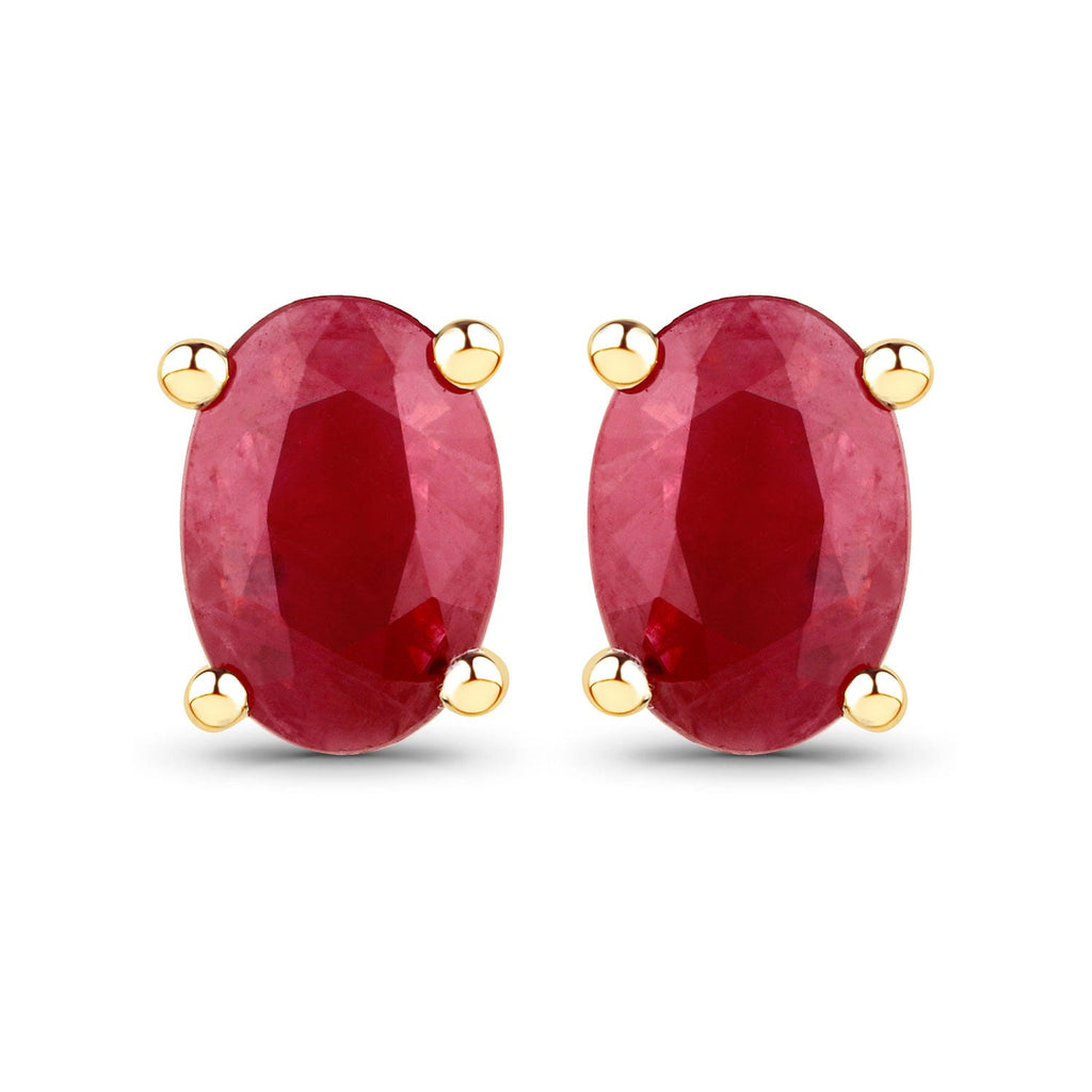 1.04 Carat Genuine Ruby 14K Yellow Gold Earrings