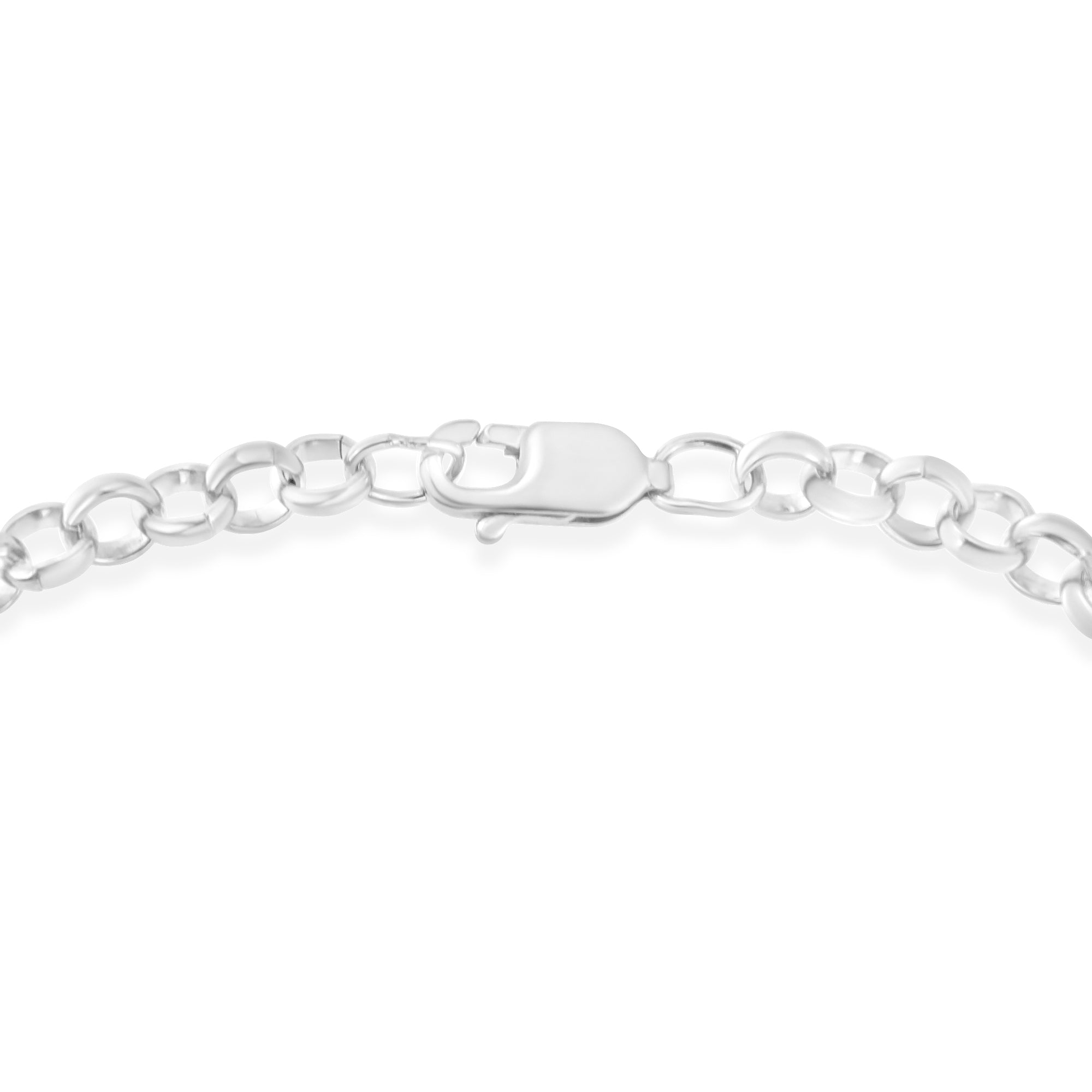 .925 Sterling Silver 1/4 Carat Total Weight Diamond-Accented Heart and Ribbon Charm 7" Link Chain Bracelet (H-I Color, I1-I2 Clarity)