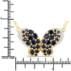 3.83 Carat Genuine Blue Sapphire and White Zircon .925 Sterling Silver Pendant