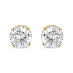 AGS Certified 14K Yellow Gold 1/2 Cttw 4 Prong Set Brilliant Round-Cut Solitaire Diamond Push Back Stud Earrings (O-P, Color, SI2-I1 Clarity)