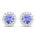 3.77 Carat Genuine Tanzanite and White Topaz .925 Sterling Silver 3 Piece Jewelry Set (Ring, Earrings, and Pendant w/ Chain)