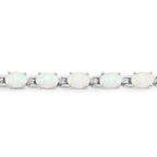 3.50 Carat Genuine Created Opal .925 Sterling Silver Bracelet