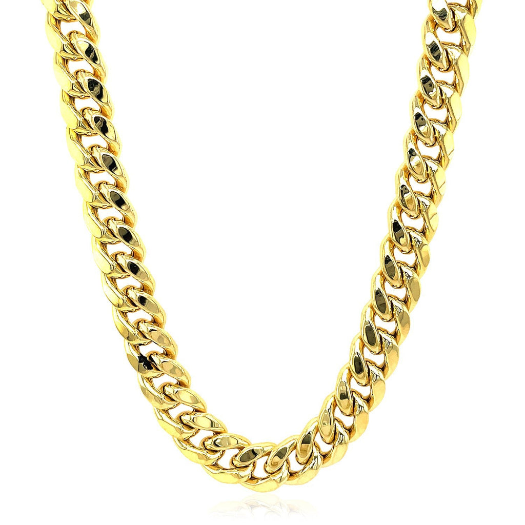 9.0mm 14k Yellow Gold Semi-Solid Miami Cuban Chain