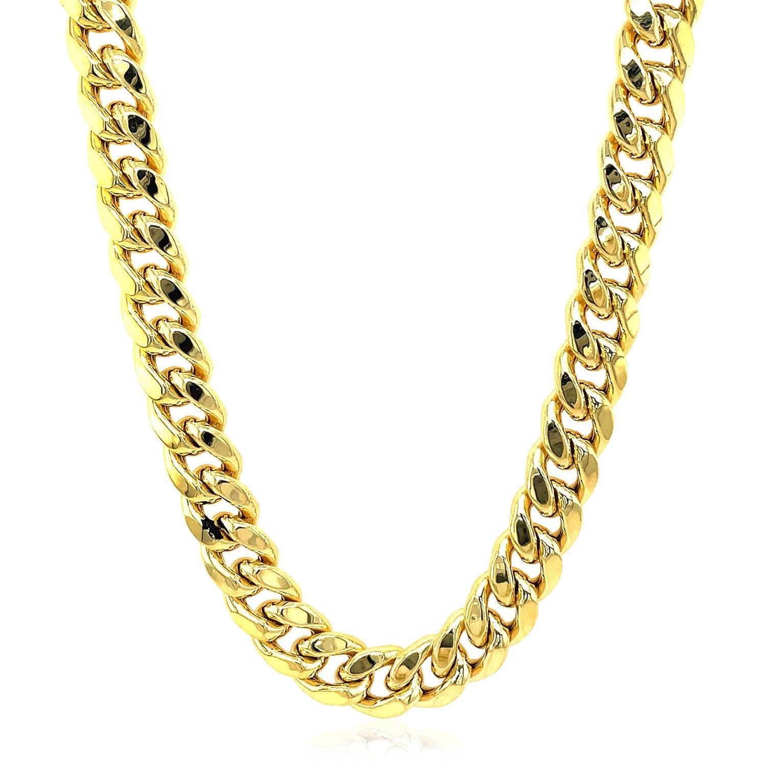 9.0mm 14k Yellow Gold Semi-Solid Miami Cuban Chain