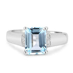 2.64 Carat Genuine Blue Topaz and White Topaz .925 Sterling Silver Ring