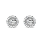 14K White Gold 3/4 Cttw Lab Grown Diamond Solitaire With Halo Stud Earrings (G-H Color, VS2-SI1 Clarity)