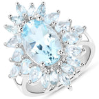 19.18 Carat Genuine Blue Topaz .925 Sterling Silver 3 Piece Jewelry Set (Ring, Earrings, and Pendant w/ Chain)