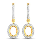0.32 Carat Genuine White Diamond 14K Yellow Gold Semi Mount Earrings - holds 8x6mm Oval Gemstones