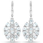2.93 Carat Genuine Aquamarine and White Topaz .925 Sterling Silver Earrings