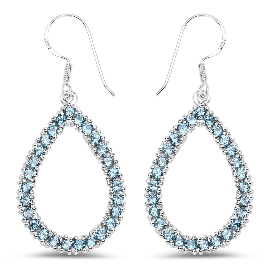 4.32 Carat Genuine London Blue Topaz .925 Sterling Silver Earrings