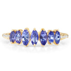 0.76 Carat Genuine Tanzanite and White Diamond 14K Yellow Gold Ring