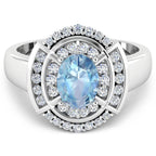 1.57 Carat Genuine Aquamarine and White Diamond 14K White Gold Ring