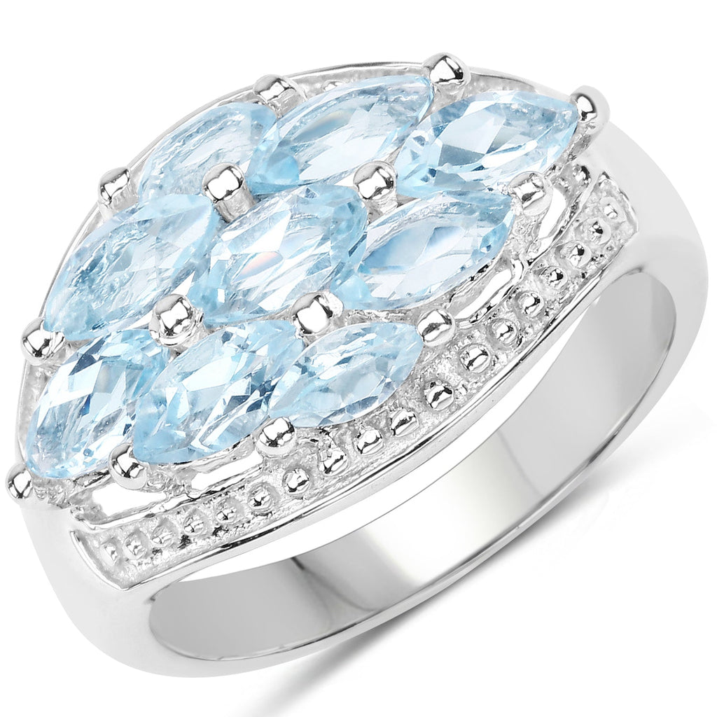 2.50 Carat Genuine Blue Topaz .925 Sterling Silver Ring