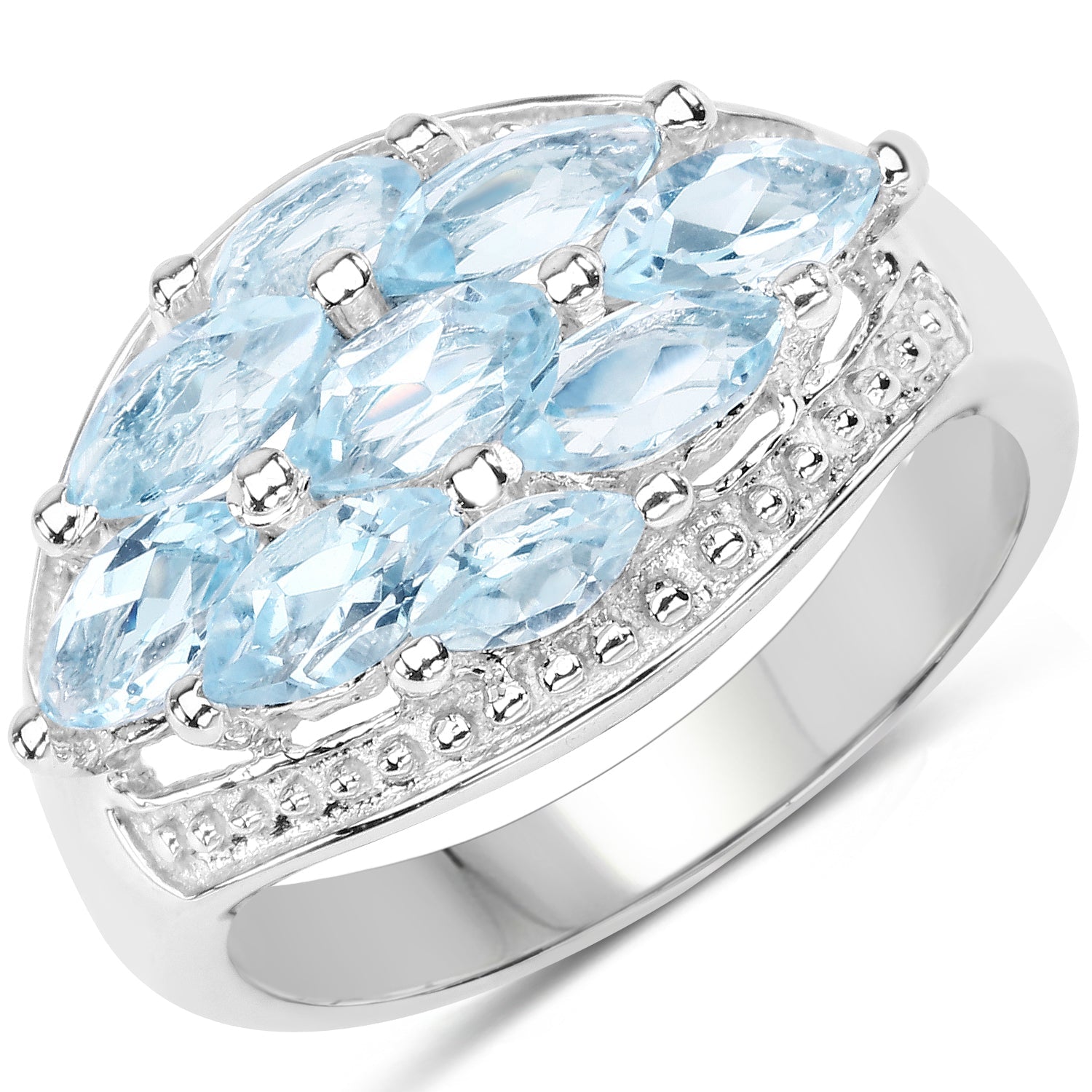 2.50 Carat Genuine Blue Topaz .925 Sterling Silver Ring