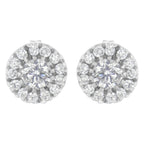 14k White Gold 1 cttw Diamond Halo Stud Earrings (I-J Clarity, I1-I2 Color)