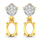 0.11 Carat Genuine White Diamond 14K Yellow Gold Semi Mount Earrings - holds 7x5mm Oval Gemstones