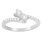 10K White Gold 1/4 Cttw Two-Stone Diamond Bypass Engagement Ring