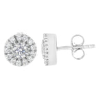 14k White Gold 1 cttw Diamond Halo Stud Earrings (I-J Clarity, I1-I2 Color)