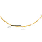 Solid 10K Yellow Gold 0.5mm Slim and Dainty Unisex 18" Rope Chain Necklace