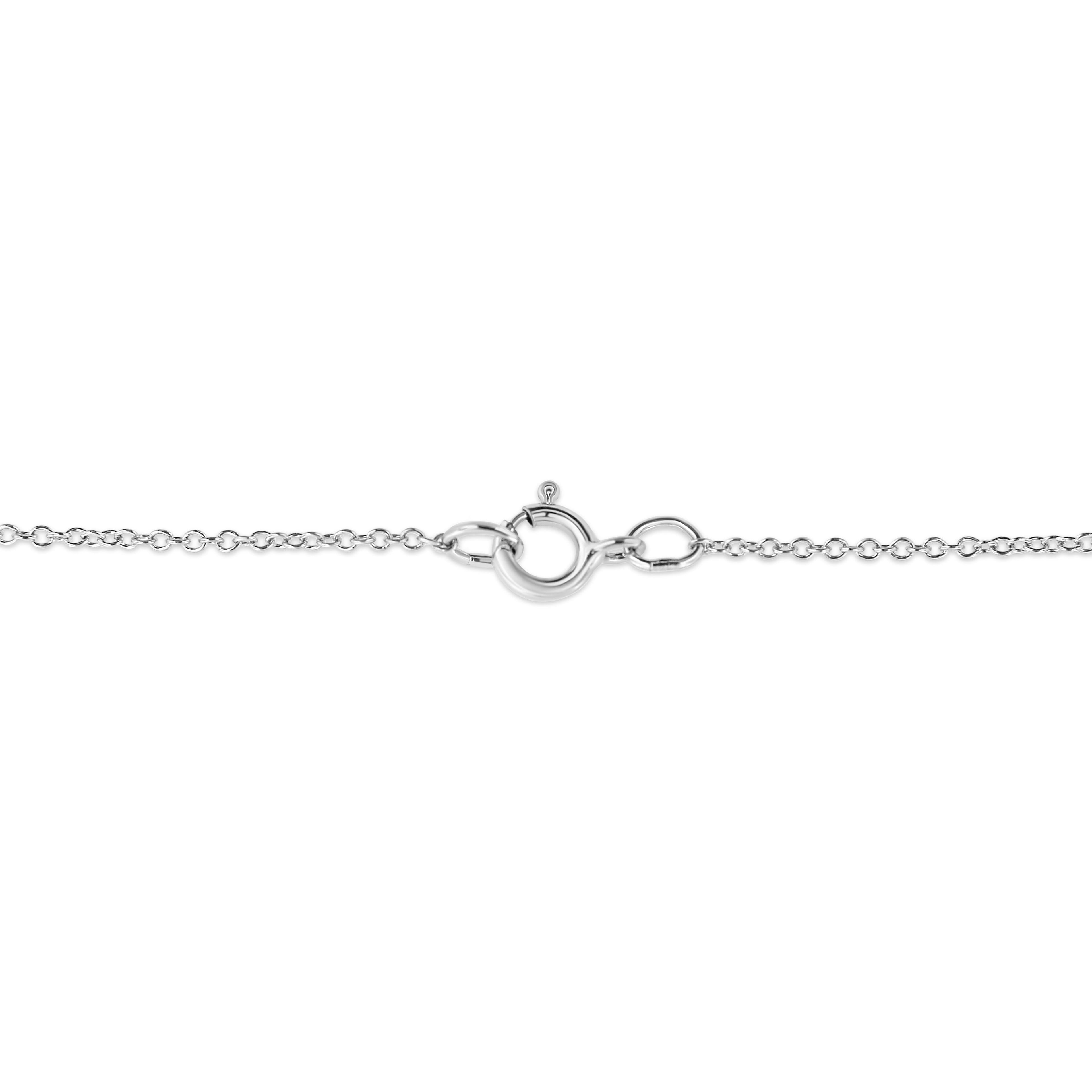 14K White Gold 1/4 Carat Total Weight Shared Prong Set Round-Cut Diamond 7 Stone Floral Cluster 18" Pendant Necklace (H-I Color, SI2-I1 Clarity)