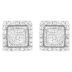 10K White Gold 1/2 cttw Invisible Set Princess-Cut Diamond Square Stud Earrings (I-J Color, I1-I2 Clarity)