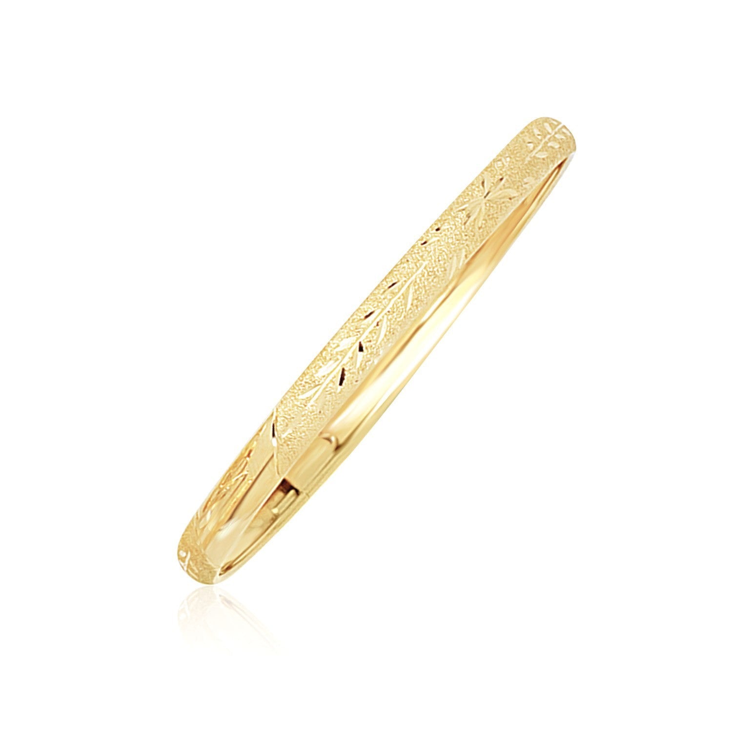10k Yellow Gold Dome Children's Diamond Cut Florentine Bangle
