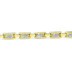 10K Yellow Gold 2.0 Cttw Invisible-Set Princess Cut Diamond Rectangular Link Bracelet (I-J Color, SI2-I1 Clarity) - 7"