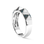 14K White Gold 1/4 Carat Total Weight Treated Blue Diamond Pyramid Band Ring (Blue Color, SI1-SI2 Clarity)- Size 7