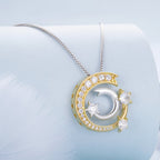 925 Sterling Silver Necklace with Pavé Setting CZ & Plated Gold - 400mm Length