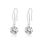 S925 Sterling Silver Earrings 2.6x0.8cm Plated Platinum with Pavé Setting CZ for Women