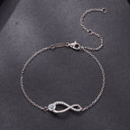 925 Sterling Silver Moissanite Pavé Bracelet for Women - 21cm, White Gold Plated, CZ