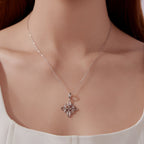 925 Sterling Silver Necklace with White Gold Plating and CZ - 40+5cm for Women