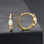 925 Sterling Silver Moissanite and Opal White Gold Plated Earrings for Women