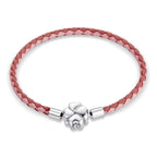 925 Sterling Silver Oxidized Leather Bracelet 17cm for Men