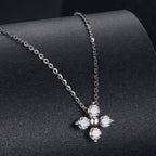925 Sterling Silver & White Gold Plated Moissanite Necklace 40+5cm for Women