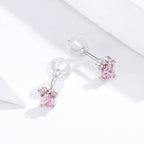 925 Sterling Silver Earrings with Plated Platinum and Pavé Set CZ, 0.4cm for Women