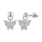 925 Sterling Silver White Gold Plated Earrings with CZ