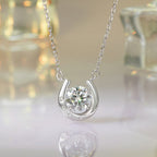 925 Sterling Silver Moissanite Necklace with Pavé Setting, 1 Carat, 400mm Length for Women