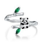 925 Sterling Silver Enamel White Gold Pave Set CZ Ring