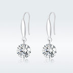 S925 Sterling Silver Earrings 2.6x0.8cm Plated Platinum with Pavé Setting CZ for Women