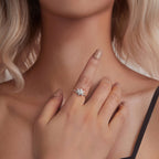 925 Sterling Silver White Gold Plated Ring with Pavé Set CZ, Size 6.0