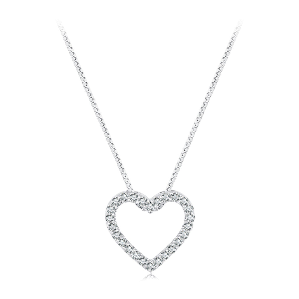 S925 Sterling Silver Necklace with Moissanite, 400mm + 50mm, Platinum Plated, Women