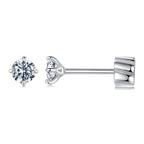 925 Sterling Silver Moissanite Stud Earrings for Women - 0.5ct, 0.6cm Size, White Gold Plated