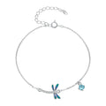925 Sterling Silver 16.5cm+5cm Enamel Dragonfly Bracelet for Women