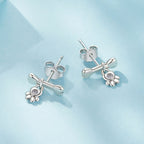 925 Sterling Silver Earrings with Pavé Setting CZ in Oxidized Silver