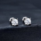 925 Sterling Silver Earrings with Moissanite in Style S, 0.5cm for Women