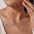 925 Sterling Silver Moissanite 1.4x1.0cm White Gold Plated Necklace 40+5cm for Women